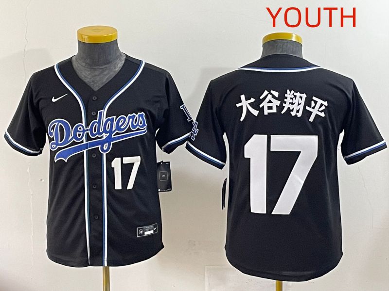 Youth 2025 Los Angeles Dodgers #17 Ohtani Black Three generations Fashion Nike MLB Jersey style 15->youth mlb jersey->Youth Jersey